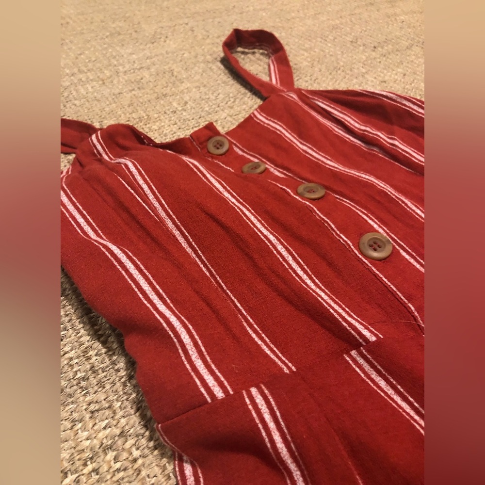 Takara linen orange and white striped Jumpsuit